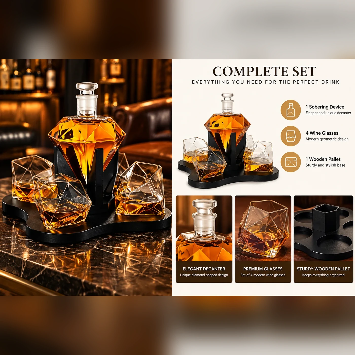 DiamondLuxe Whiskey Decanter Set